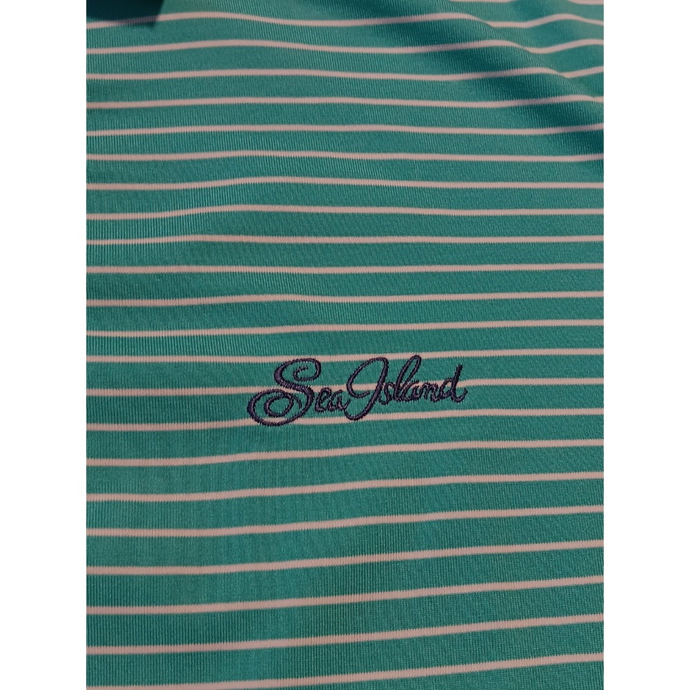 Polo Ralph Lauren Golf Men's Teal White Striped Performance Sea Island Shirt XL - Picture 2 of 7